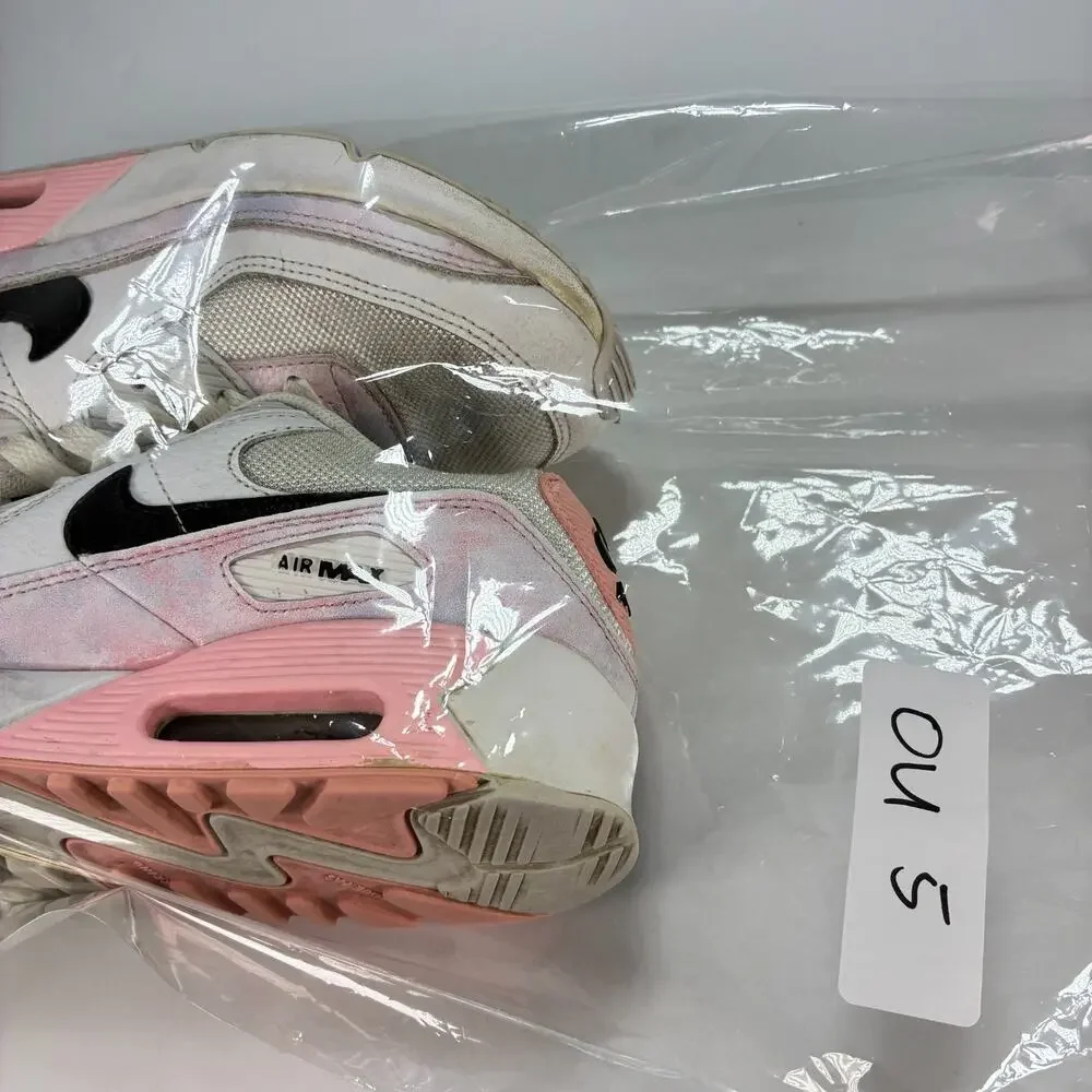 Nike Air Max 90 White Pink Tie Dye Casual Sneakers Shoes DM3110-100 Youth Sz 5Y